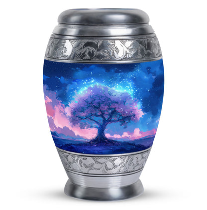 Blue Personalized Tree of Life Cremation Urn for Human Ashes - 10-inch, 200 cu in - Yatskia