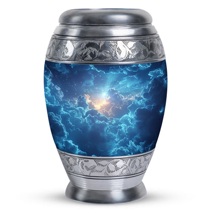 Blue Personalized Blue Cremation Urn for Human Ashes - 10-inch, 200 cu in - Yatskia