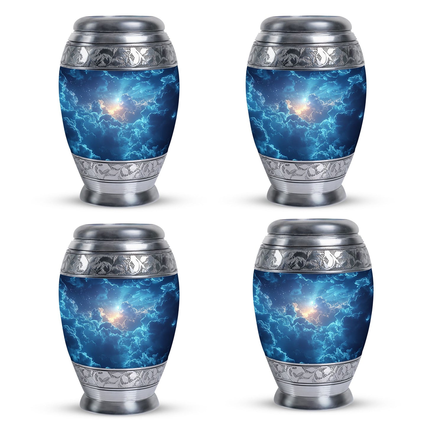 Blue Personalized Blue Cremation Urn for Human Ashes - 10-inch, 200 cu in - Yatskia