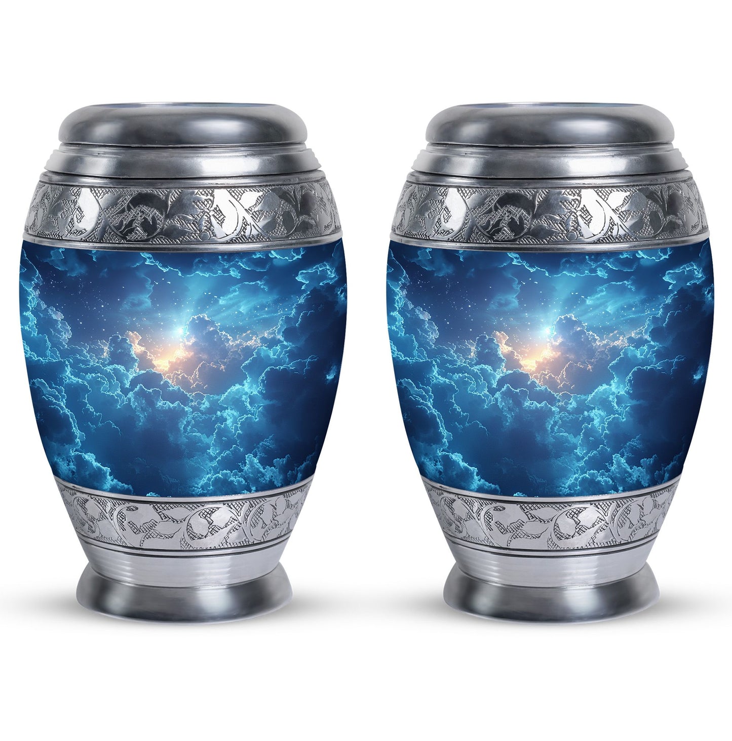 Blue Personalized Blue Cremation Urn for Human Ashes - 10-inch, 200 cu in - Yatskia
