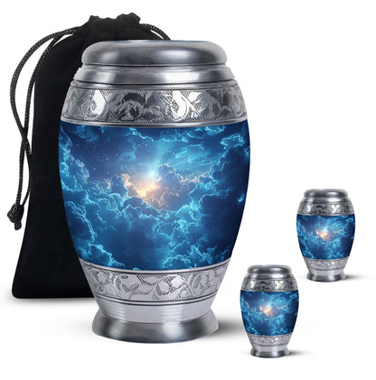 Blue Personalized Blue Cremation Urn for Human Ashes - 10-inch, 200 cu in - Yatskia