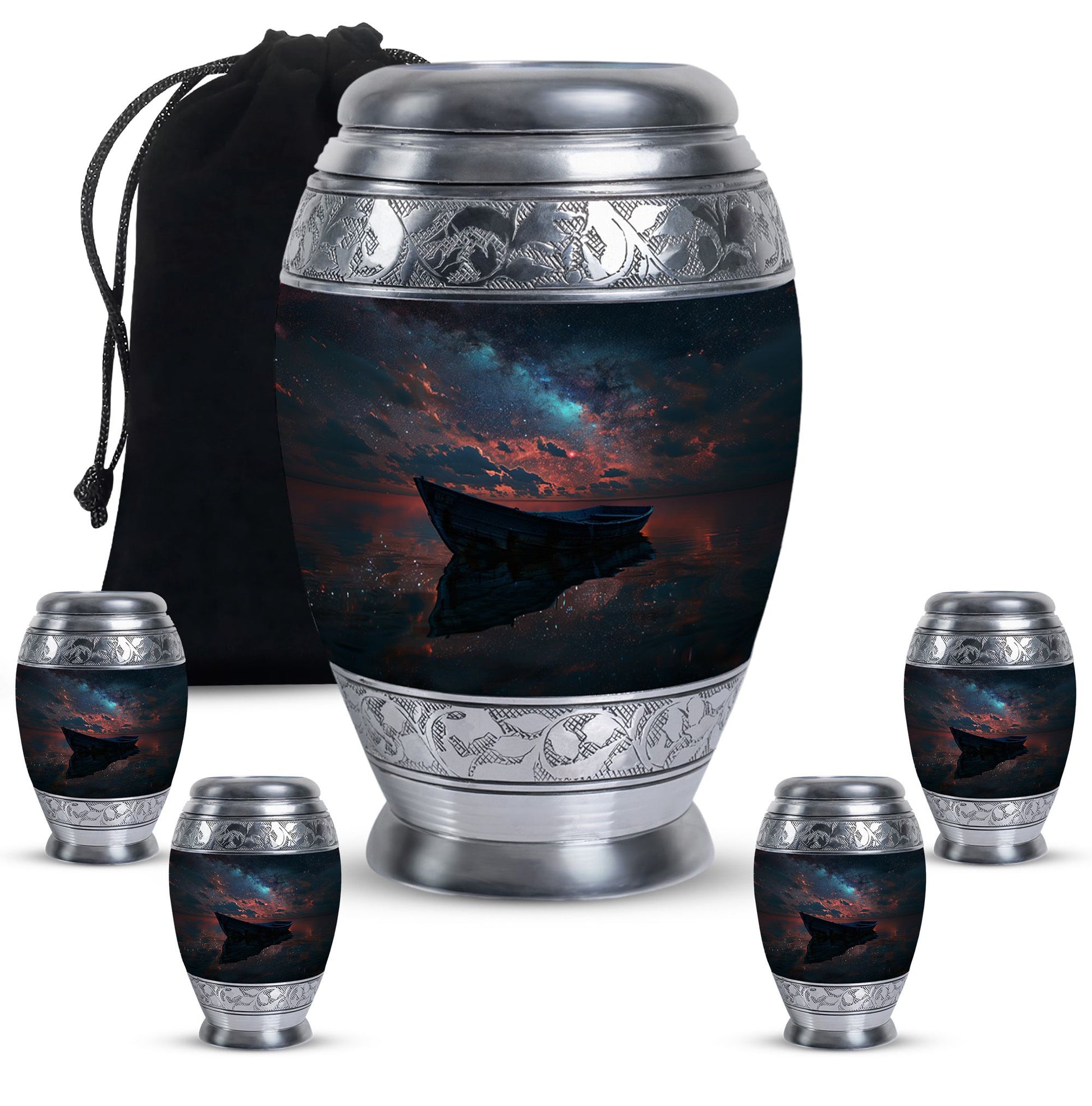 Boat Night Sky Urn – Celestial Vessel Design for Memorial Keepsakes