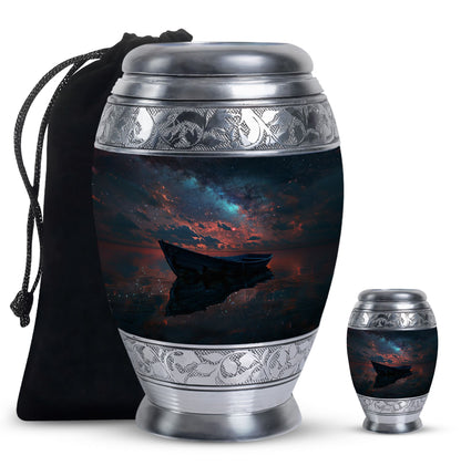 Personalized Boat Memorial Urn for Human Ashes - 10-inch, 200 cu in - Yatskia