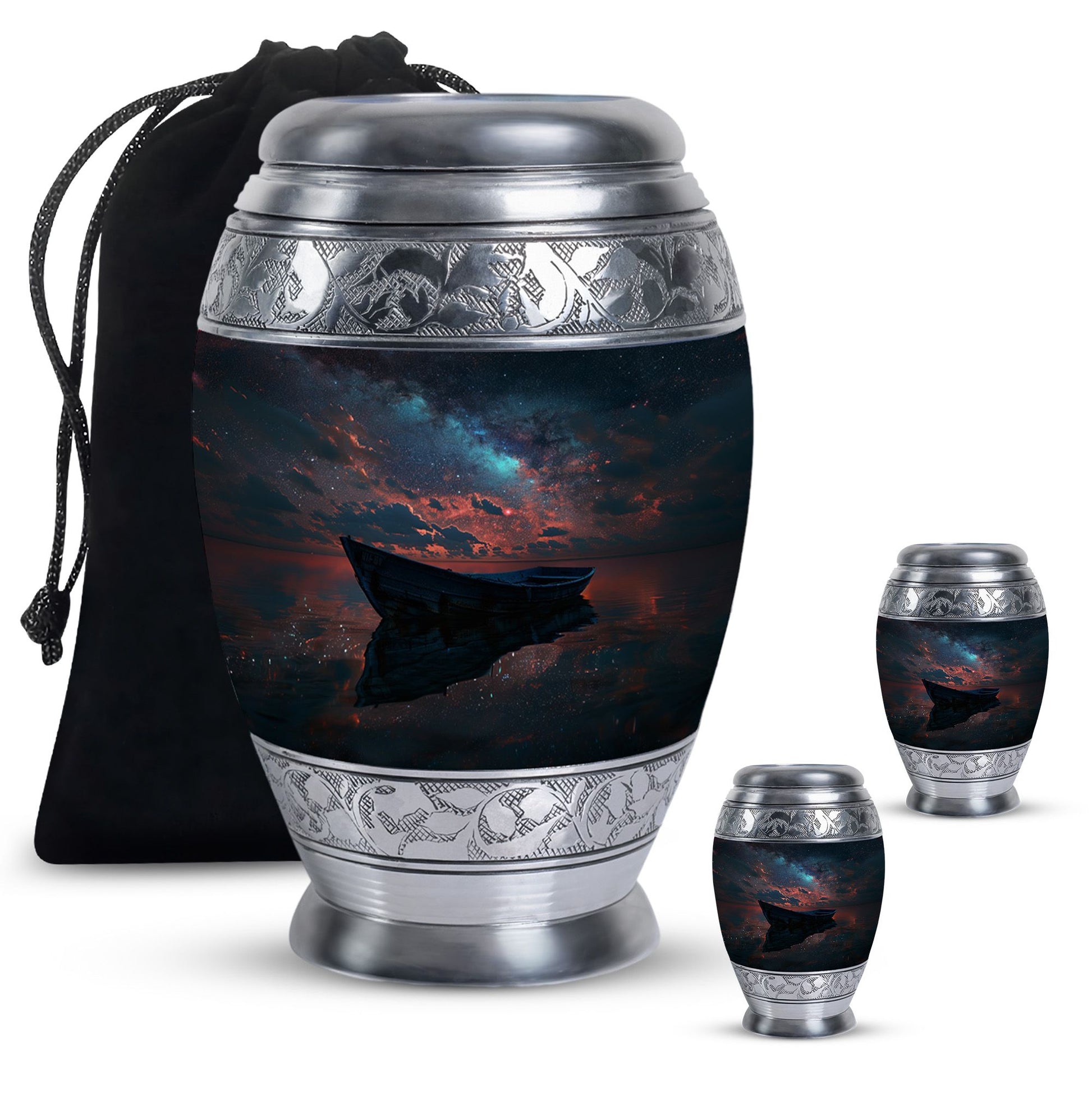 Boat Night Sky Urn – Celestial Vessel Design for Memorial Keepsakes