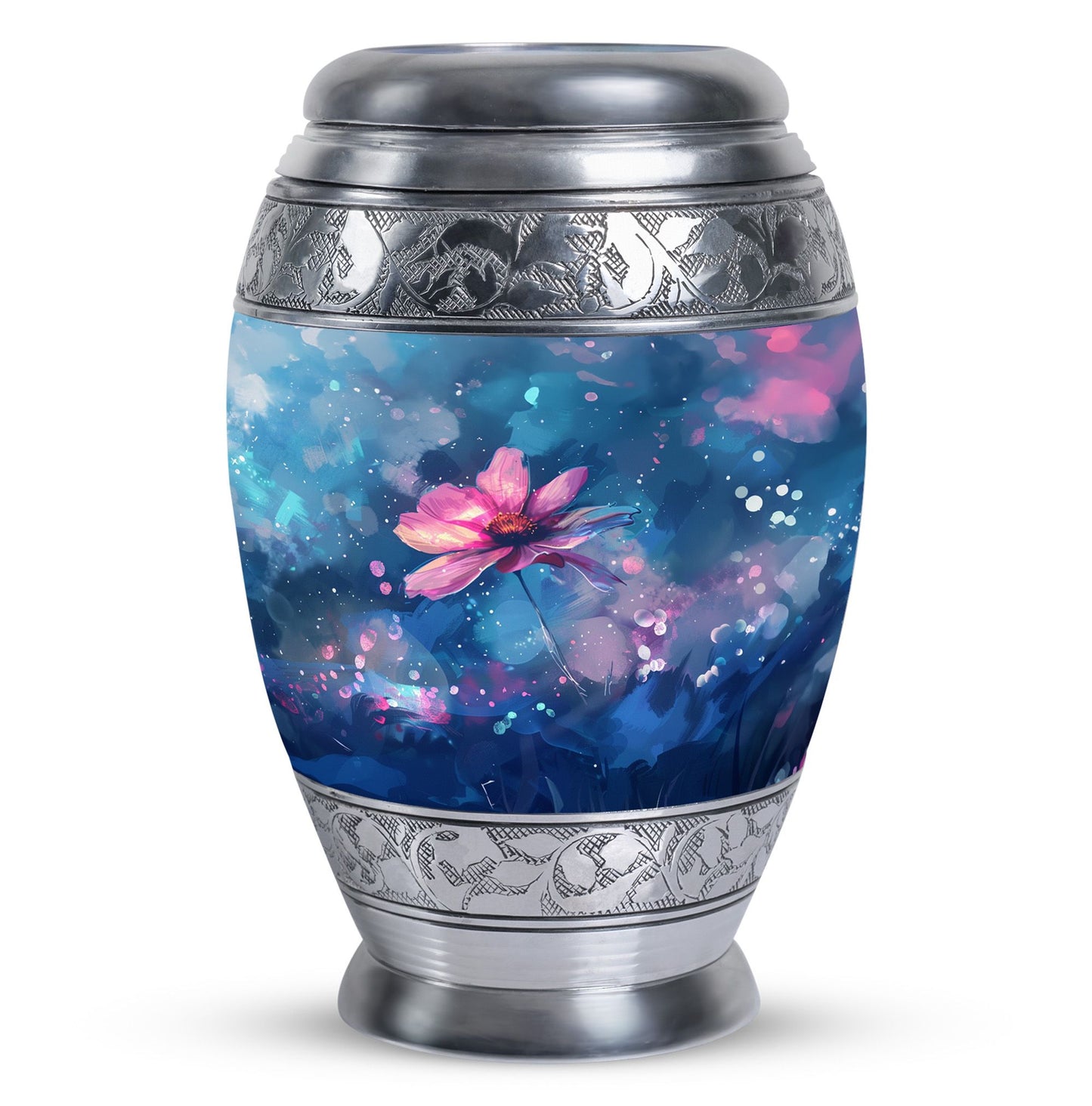 Pink Personalized Flower Cremation Urn for Women - 10-inch, 200 cu in - Yatskia