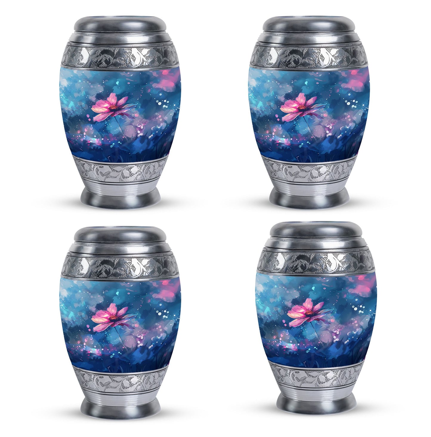 Pink Personalized Flower Cremation Urn for Women - 10-inch, 200 cu in - Yatskia
