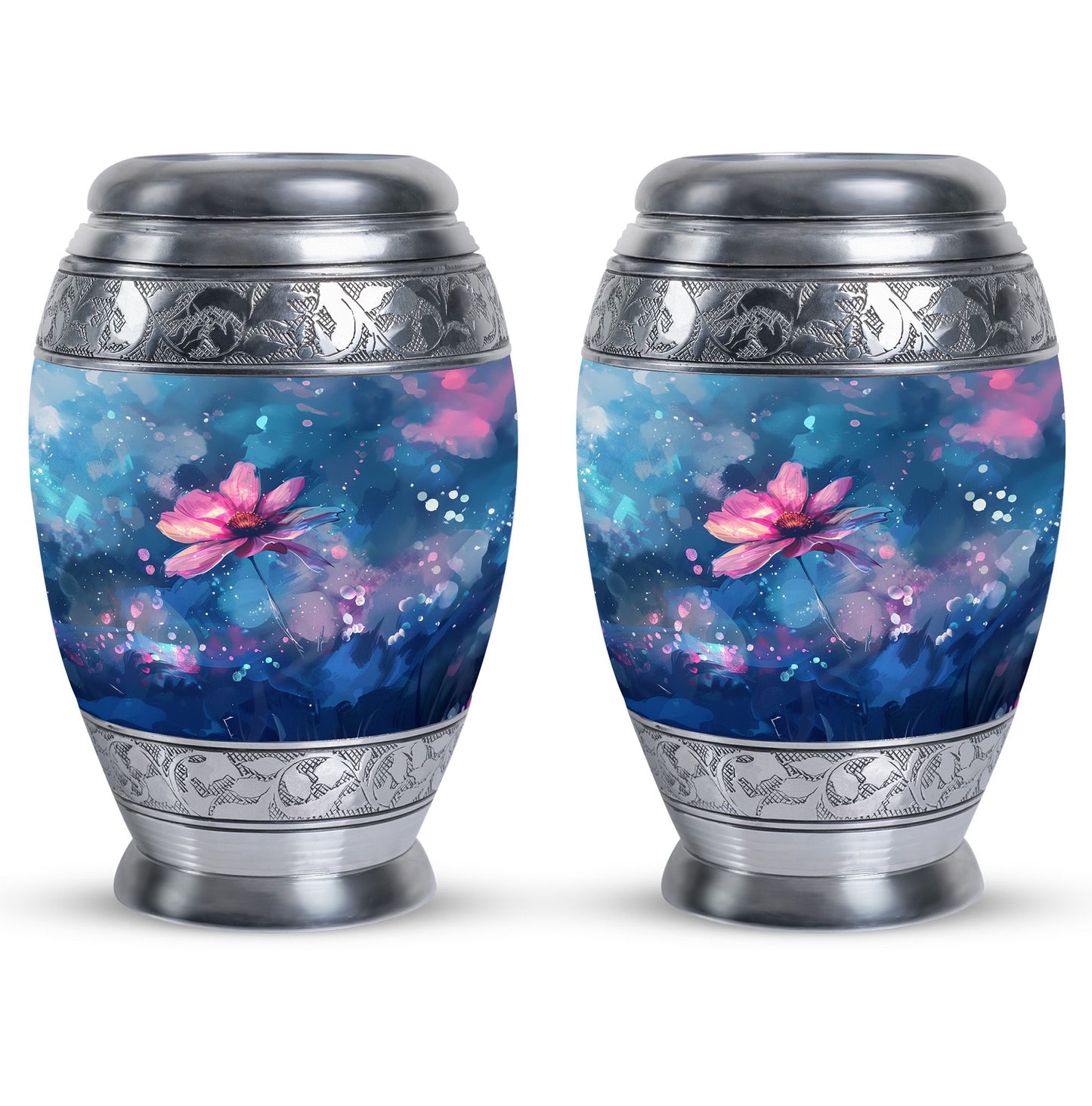 Pink Personalized Flower Cremation Urn for Women - 10-inch, 200 cu in - Yatskia