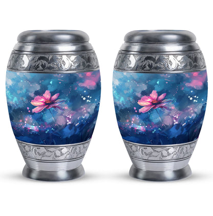 Pink Personalized Flower Cremation Urn for Women - 10-inch, 200 cu in - Yatskia
