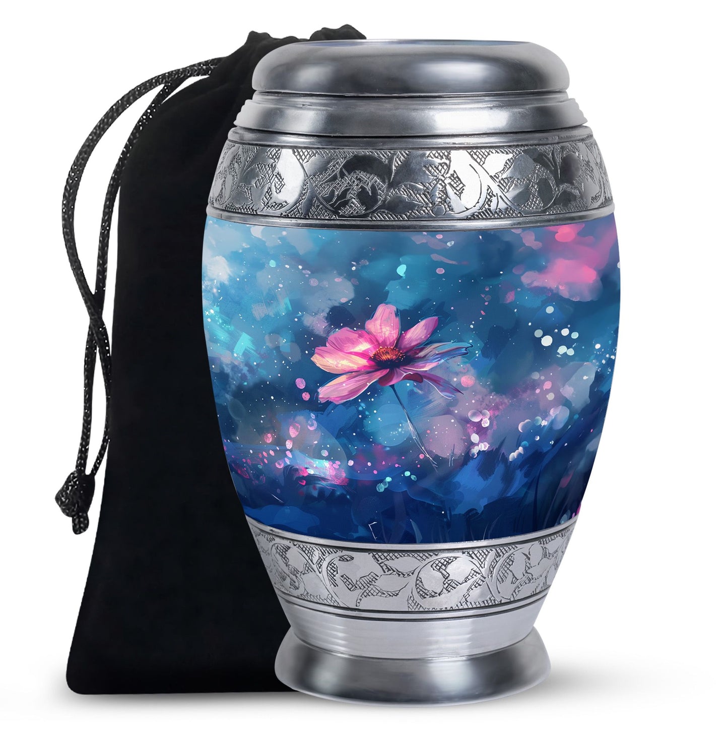 Pink Personalized Flower Cremation Urn for Women - 10-inch, 200 cu in - Yatskia