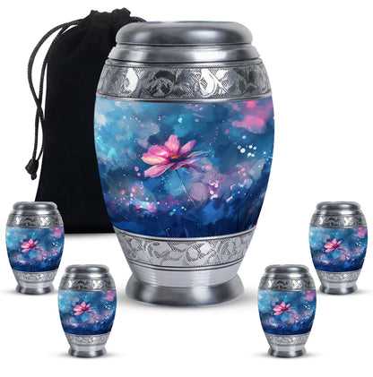 Pink Personalized Flower Cremation Urn for Women - 10-inch, 200 cu in - Yatskia