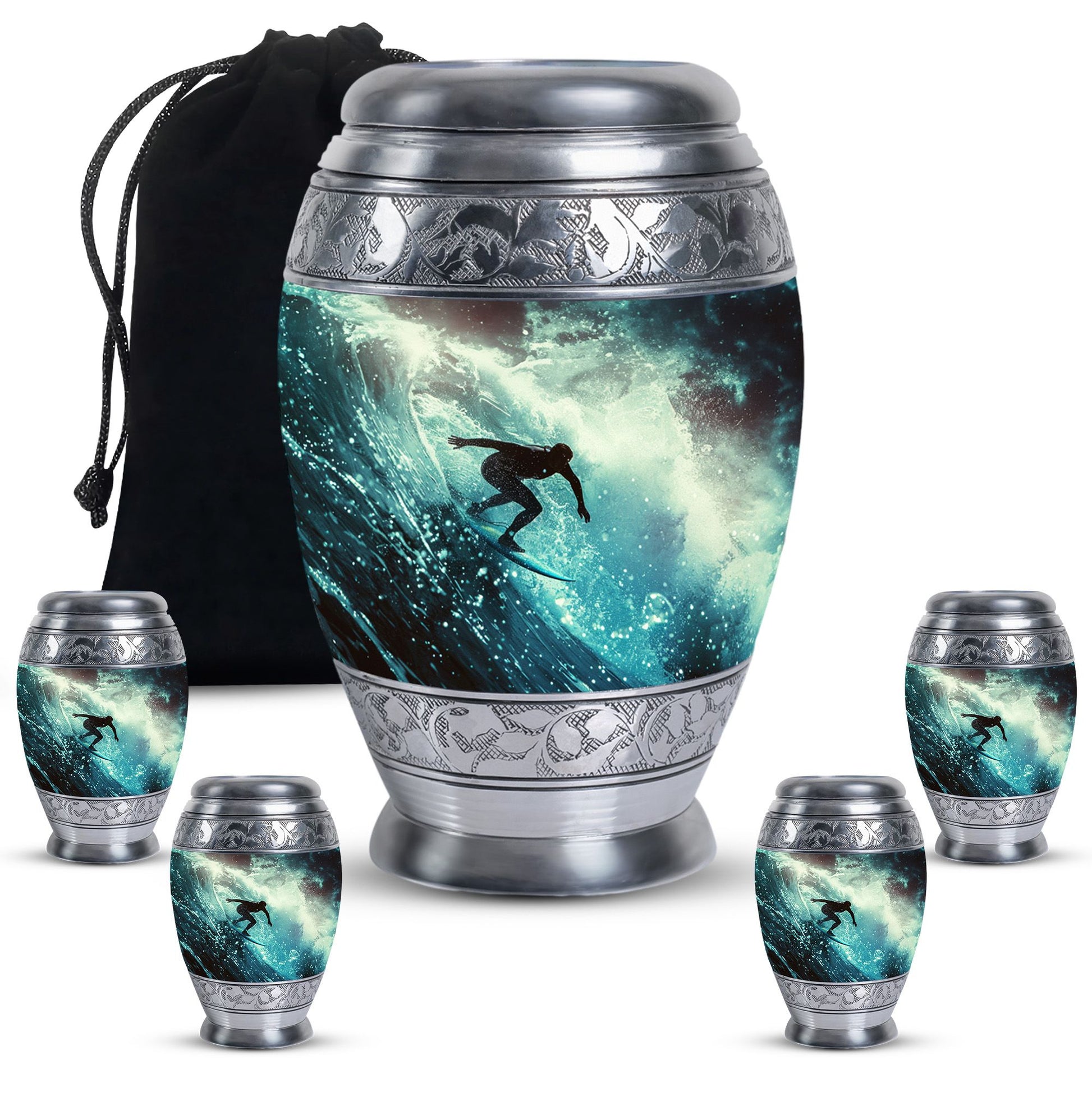 Surfer-Ocean Themed Cremation Urn - Urns For Ashes Large