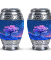 Blue Floral Tree Cremation Urn - Large Urns For Human Ashes