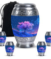 Blue Floral Tree Cremation Urn - Large Urns For Human Ashes