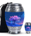 Blue Floral Tree Cremation Urn - Large Urns For Human Ashes