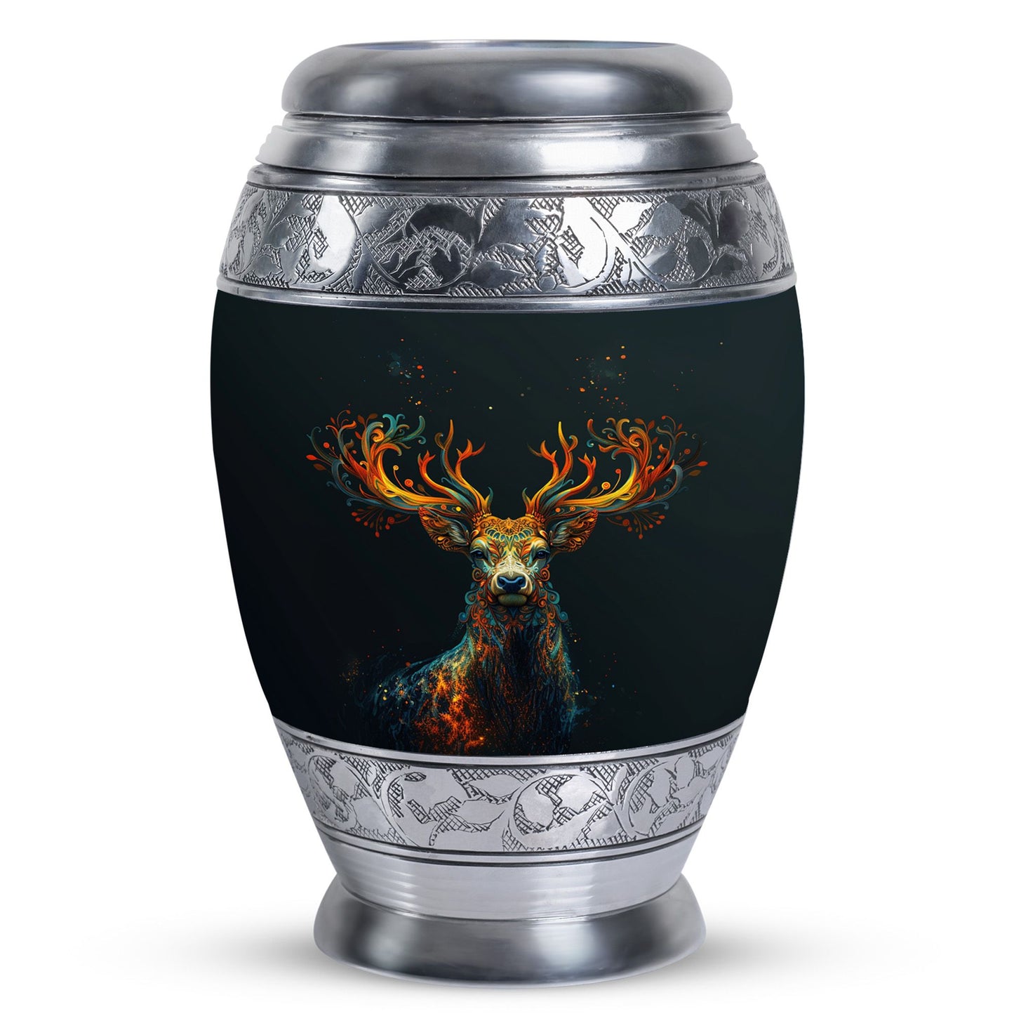 Black Personalized Deer Keepsake Urn for Human Ashes - 10-inch, 200 cu in - Yatskia
