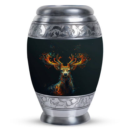 Black Personalized Deer Keepsake Urn for Human Ashes - 10-inch, 200 cu in - Yatskia