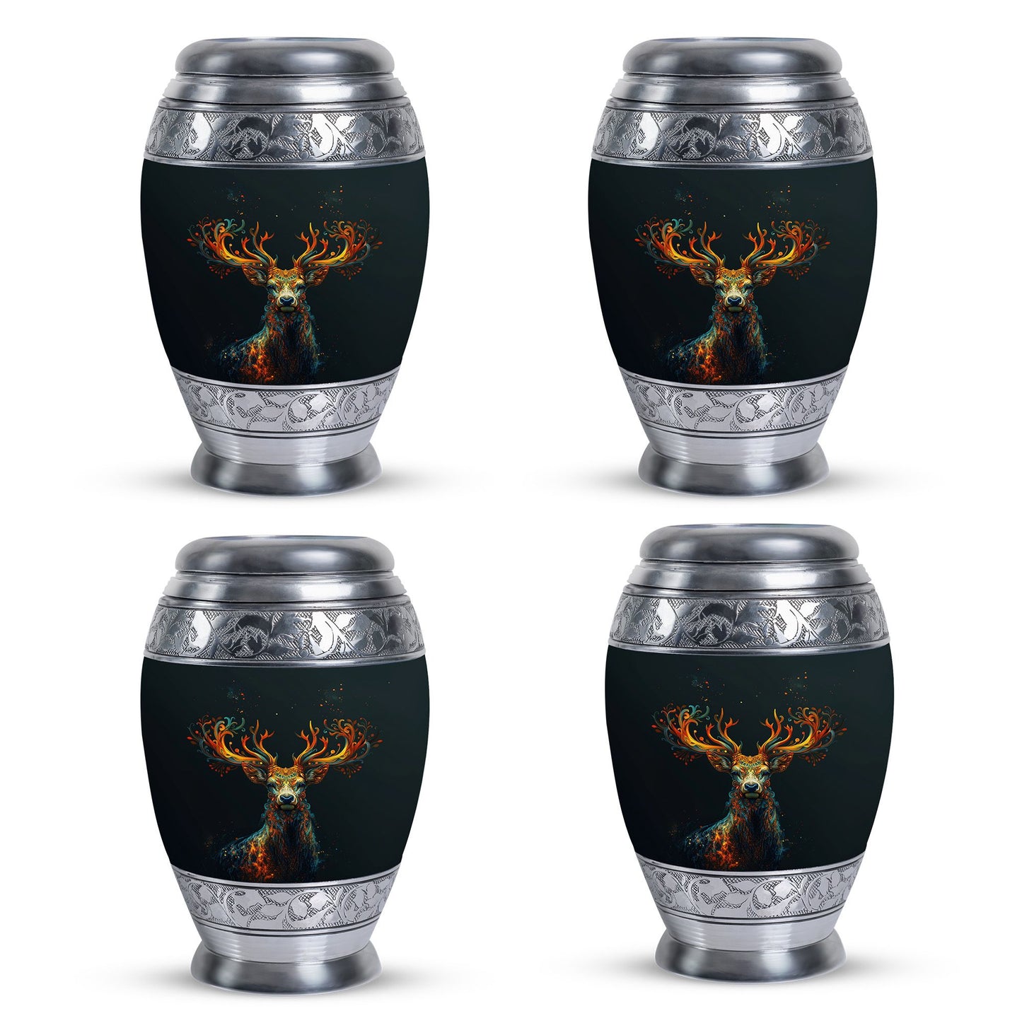 Black Personalized Deer Keepsake Urn for Human Ashes - 10-inch, 200 cu in - Yatskia