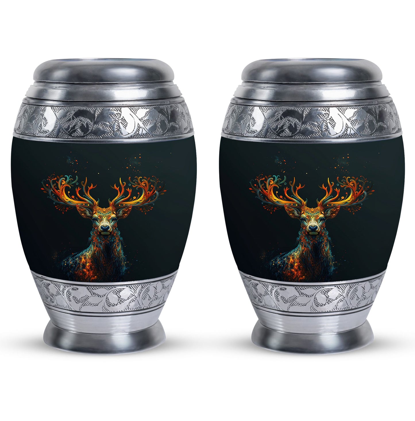 Black Personalized Deer Keepsake Urn for Human Ashes - 10-inch, 200 cu in - Yatskia