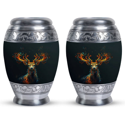 Black Personalized Deer Keepsake Urn for Human Ashes - 10-inch, 200 cu in - Yatskia