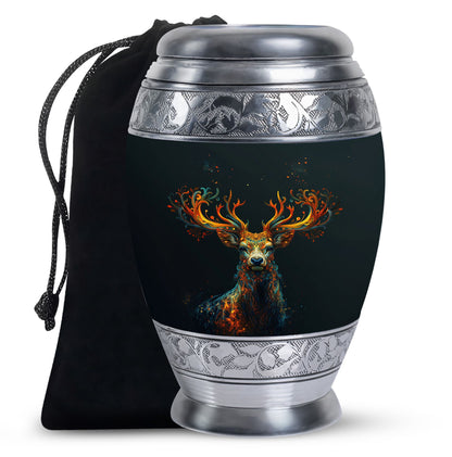 Black Personalized Deer Keepsake Urn for Human Ashes - 10-inch, 200 cu in - Yatskia
