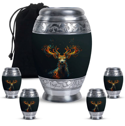 Black Personalized Deer Keepsake Urn for Human Ashes - 10-inch, 200 cu in - Yatskia
