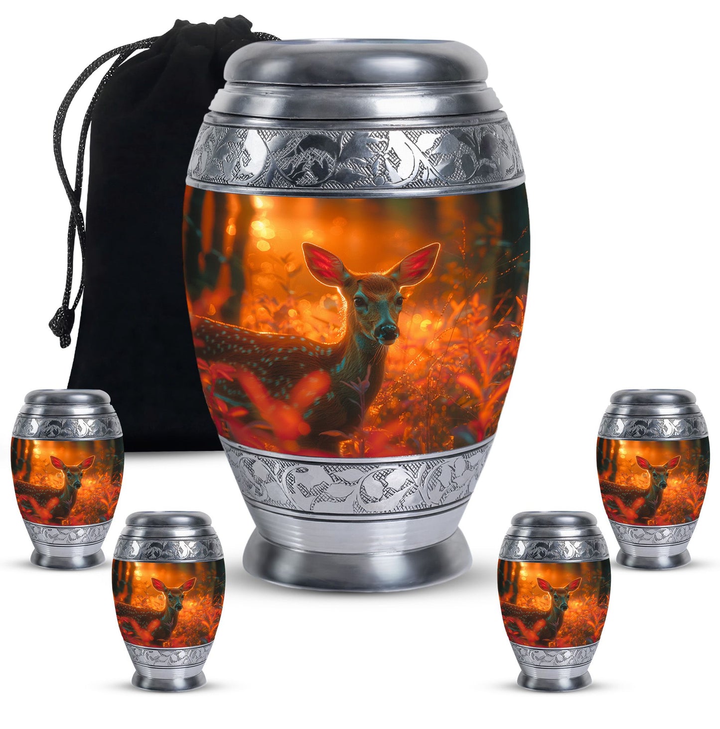 Personalized Deer Cremation Urn for Human Ashes - 10-inch, 200 cu in - Yatskia