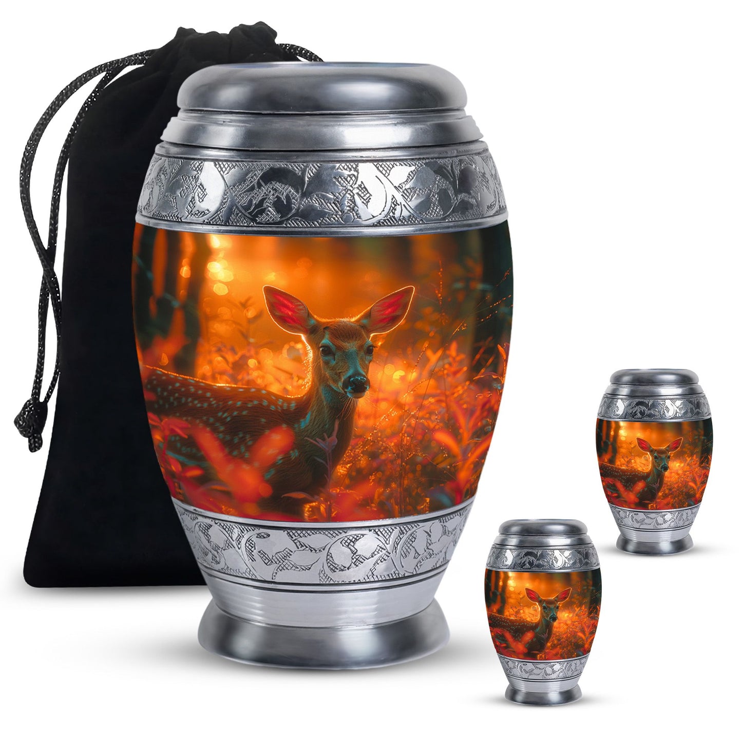 Personalized Deer Cremation Urn for Human Ashes - 10-inch, 200 cu in - Yatskia