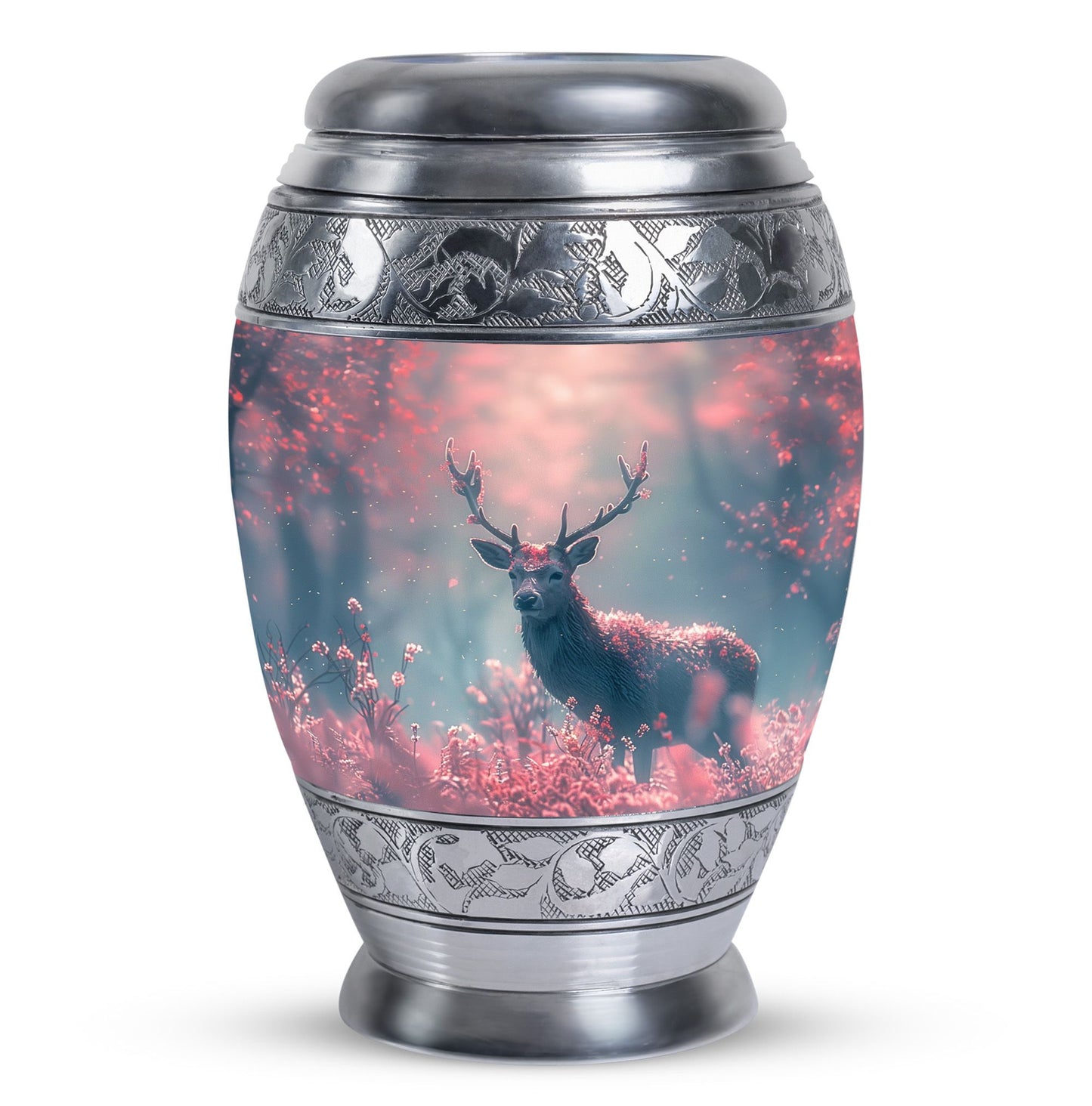 Pink Personalized Deer Cremation Urn for Human Ashes - 10-inch, 200 cu in - Yatskia