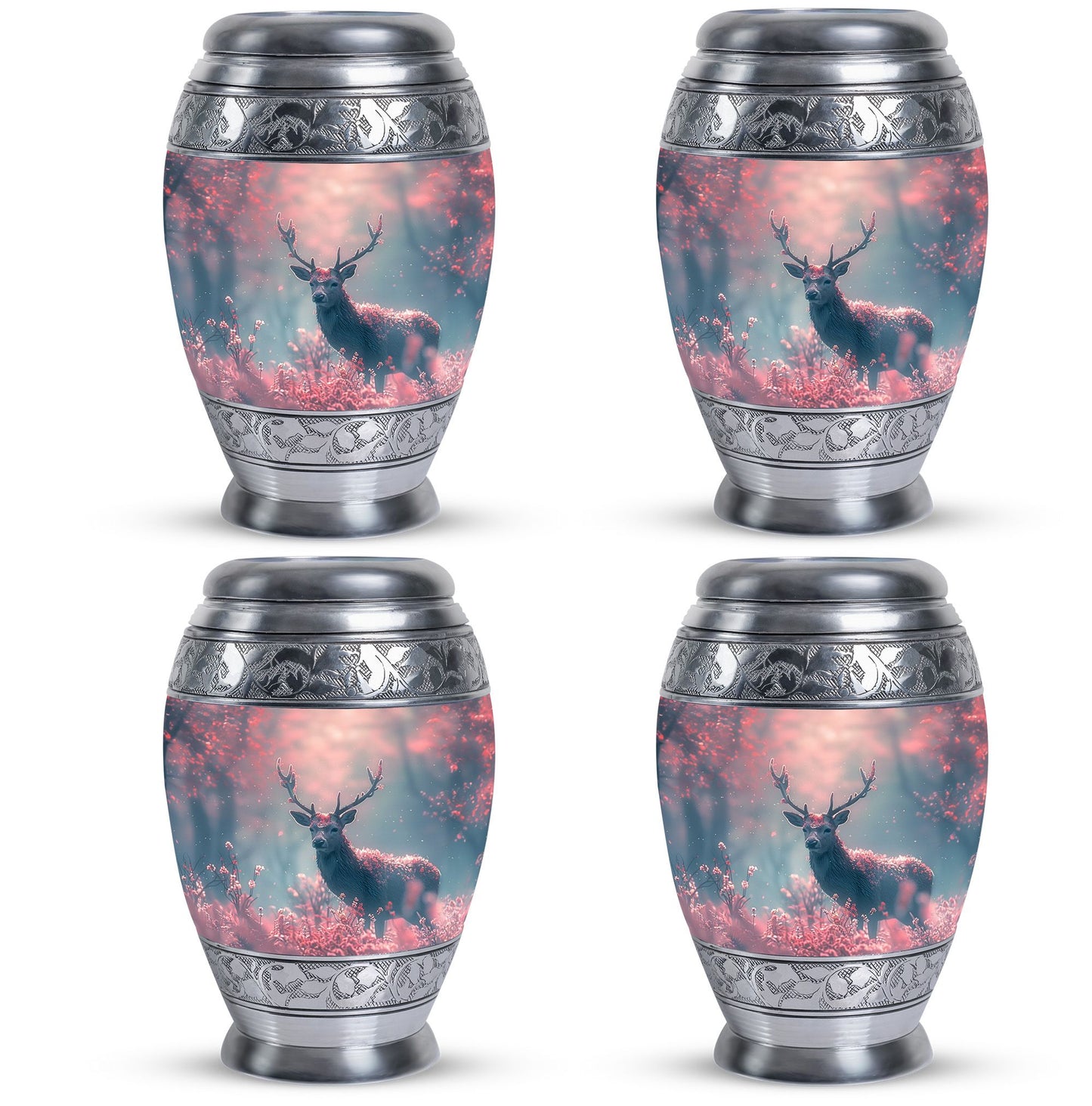 Pink Personalized Deer Cremation Urn for Human Ashes - 10-inch, 200 cu in - Yatskia