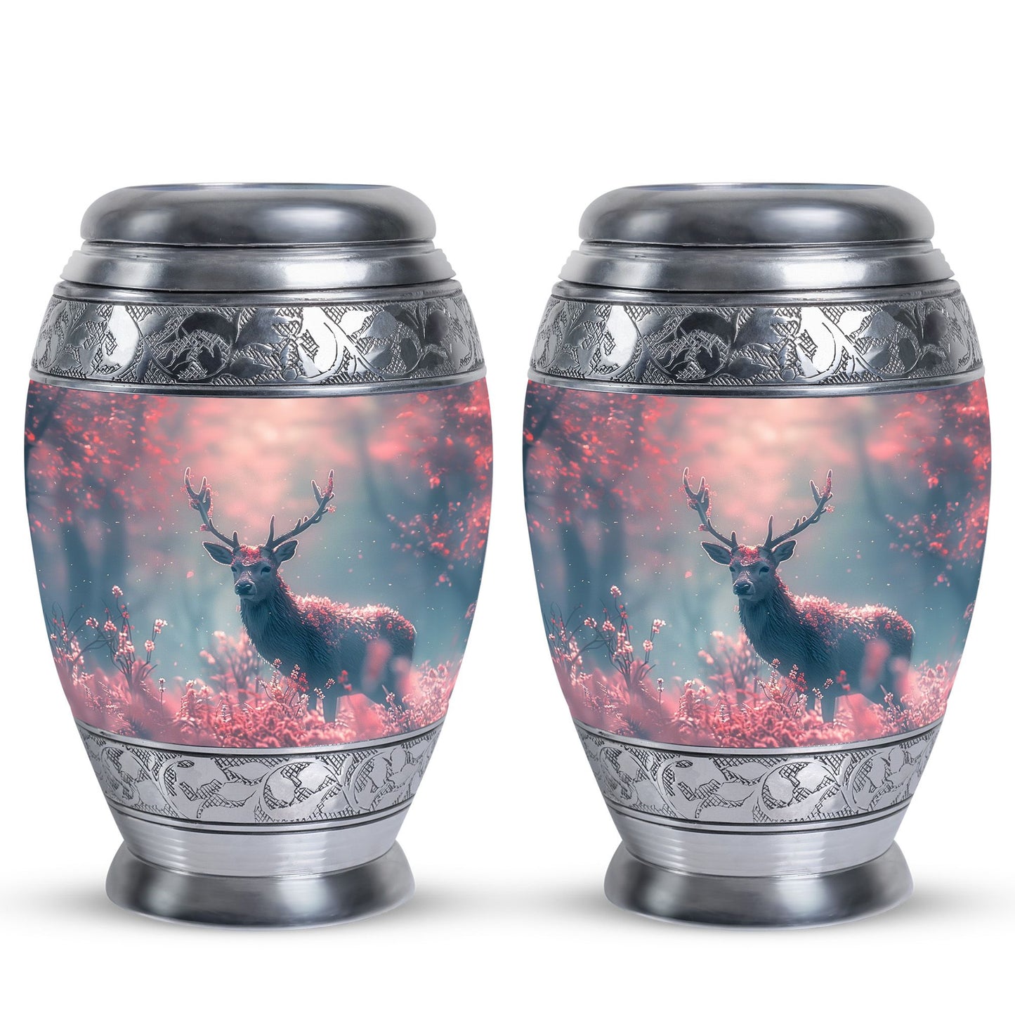 Pink Personalized Deer Cremation Urn for Human Ashes - 10-inch, 200 cu in - Yatskia