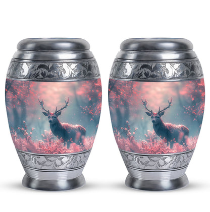 Pink Personalized Deer Cremation Urn for Human Ashes - 10-inch, 200 cu in - Yatskia