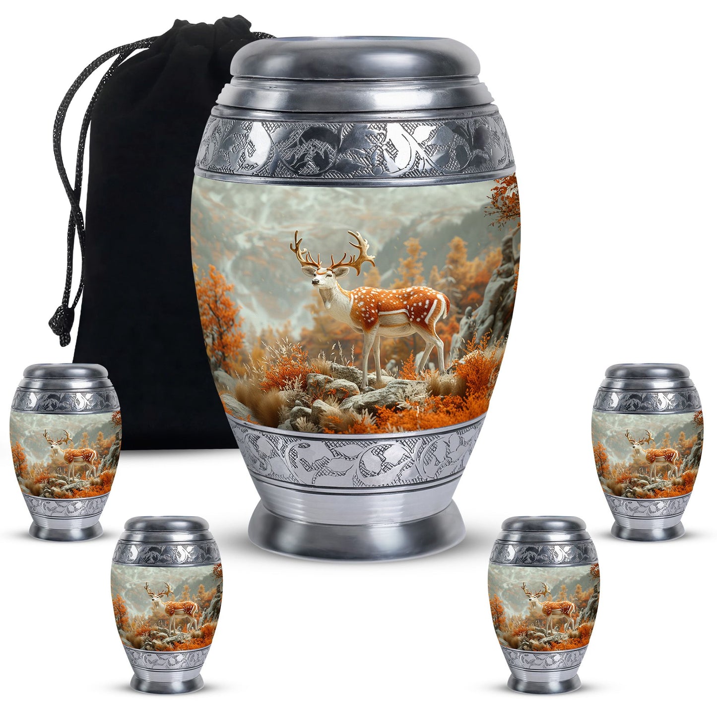 Personalized Deer Cremation Urn for Human Ashes - 10-inch, 200 cu in - Yatskia