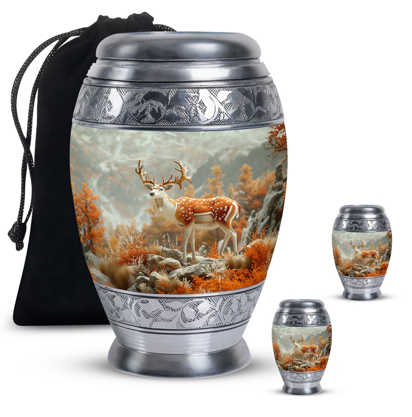 Personalized Deer Cremation Urn for Human Ashes - 10-inch, 200 cu in - Yatskia