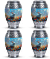 Colorful Flower Urn with White Bunny - Beautiful Pet Memorial Urn for Ashes