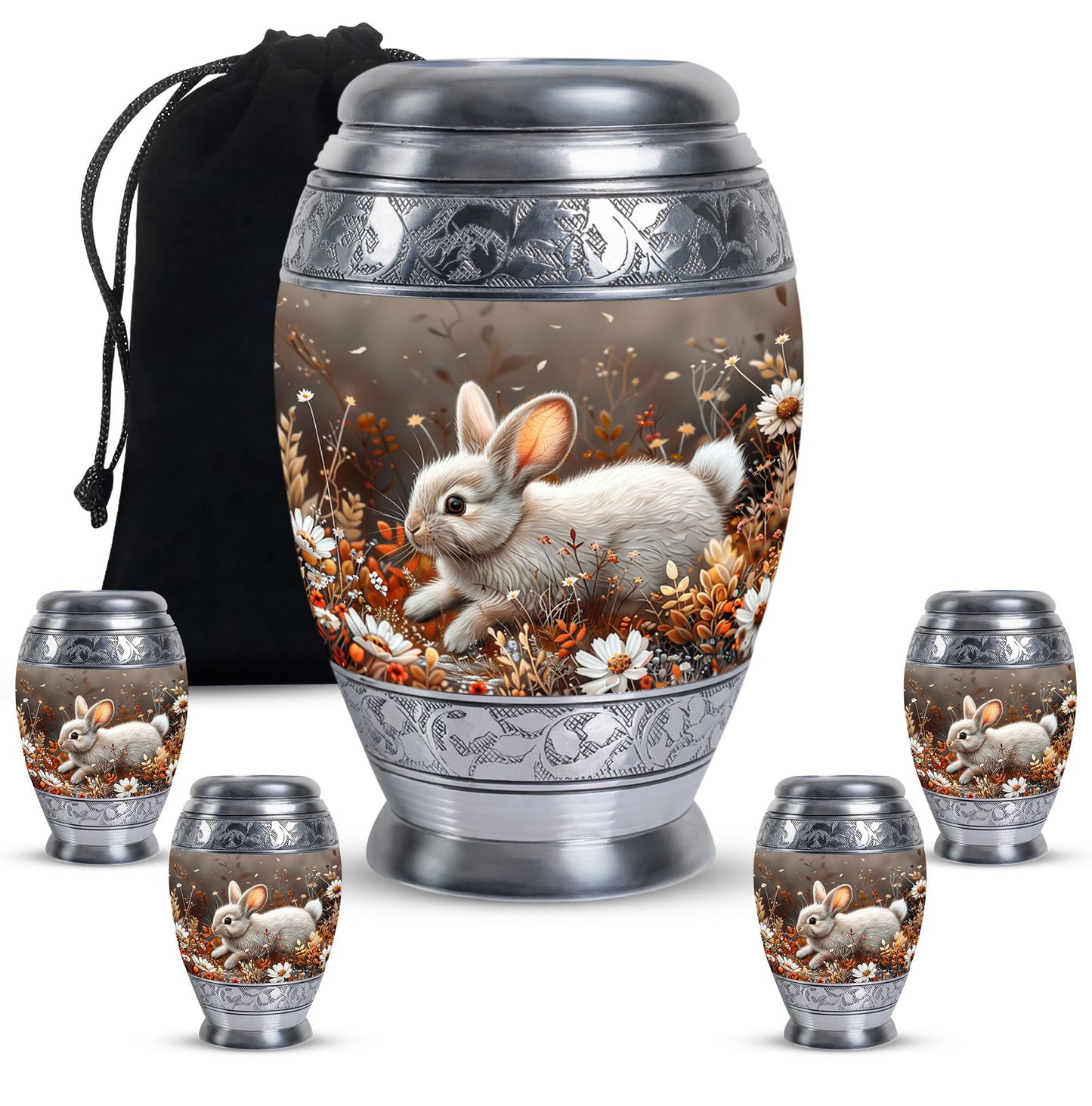 Personalized Rabbit Memorial Urn for Pet Ashes - 10-inch, 200 cu in - Yatskia