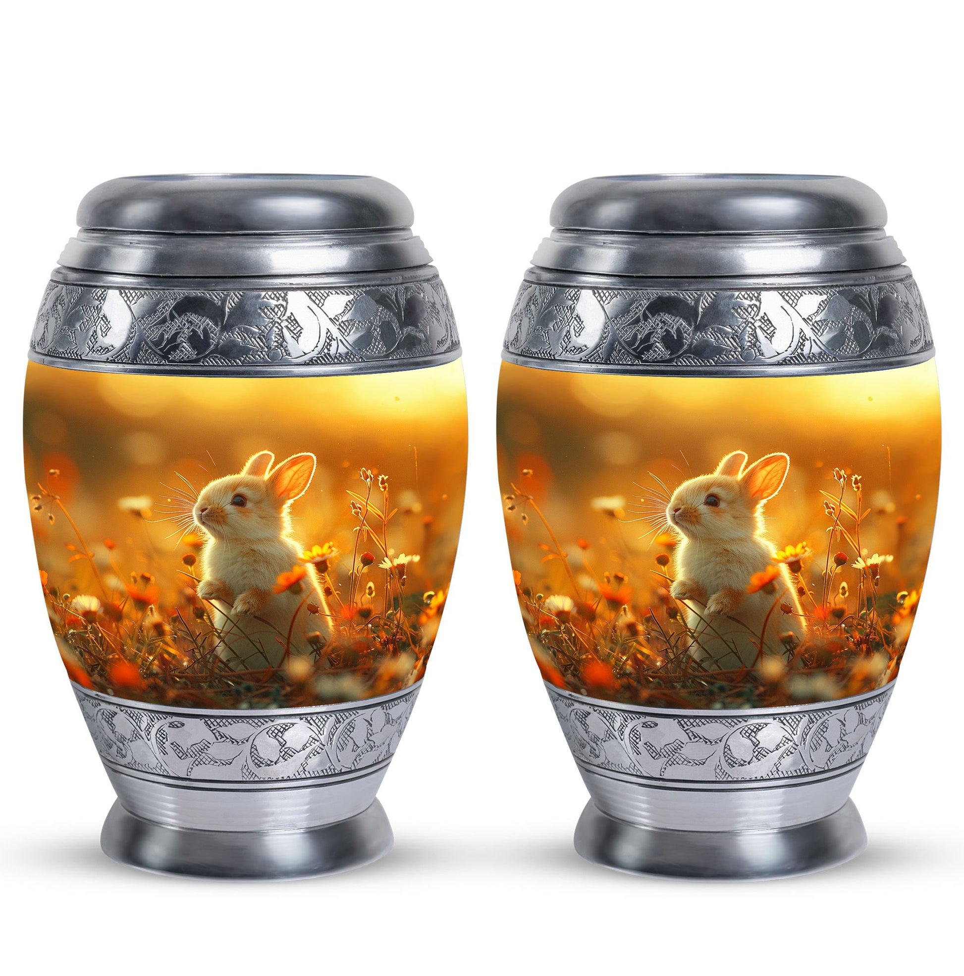 Sunset Baby Bunny Rabbit Urn - Beautiful Memorial For Pets Ashes