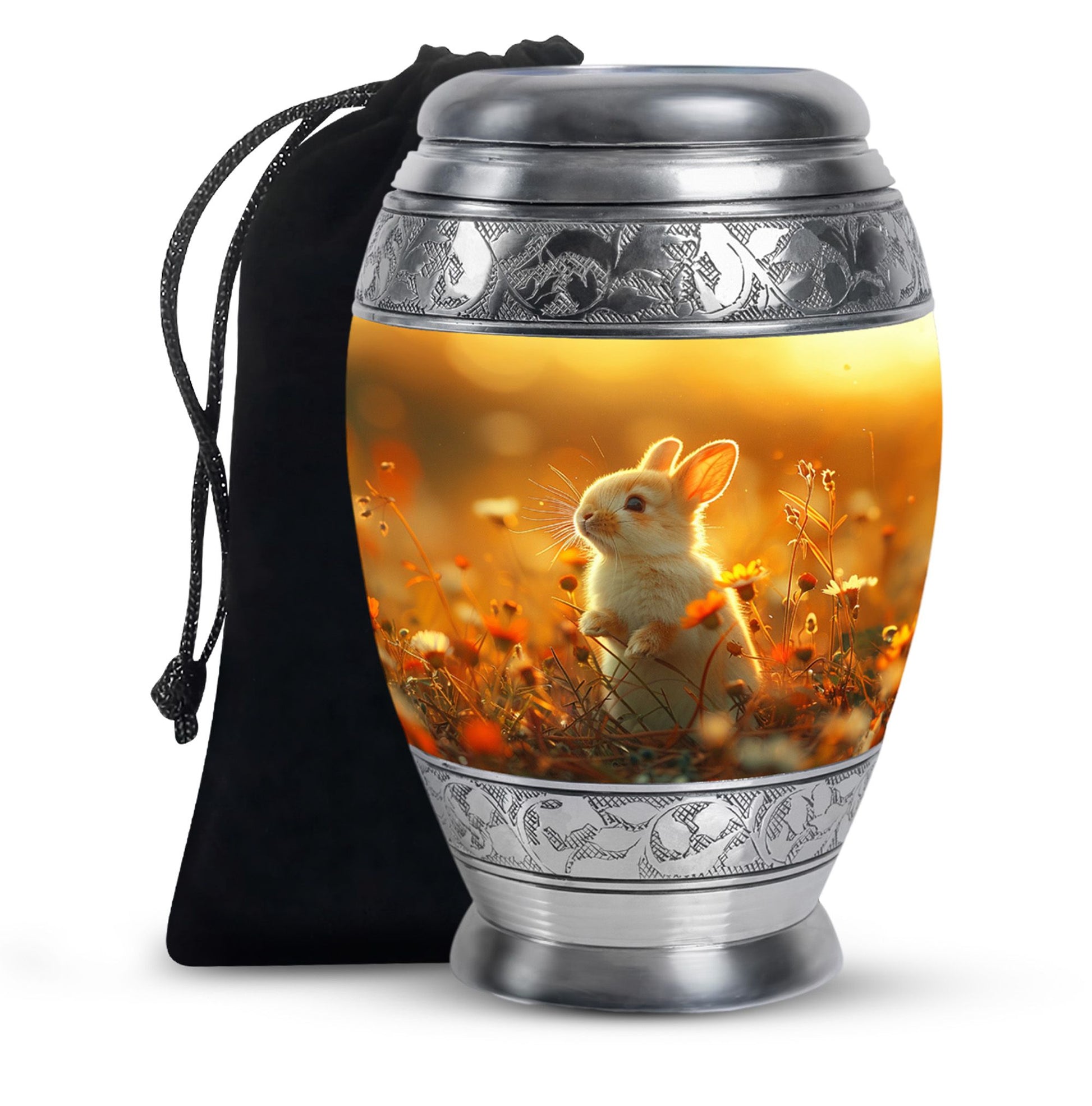 Sunset Baby Bunny Rabbit Urn - Beautiful Memorial For Pets Ashes
