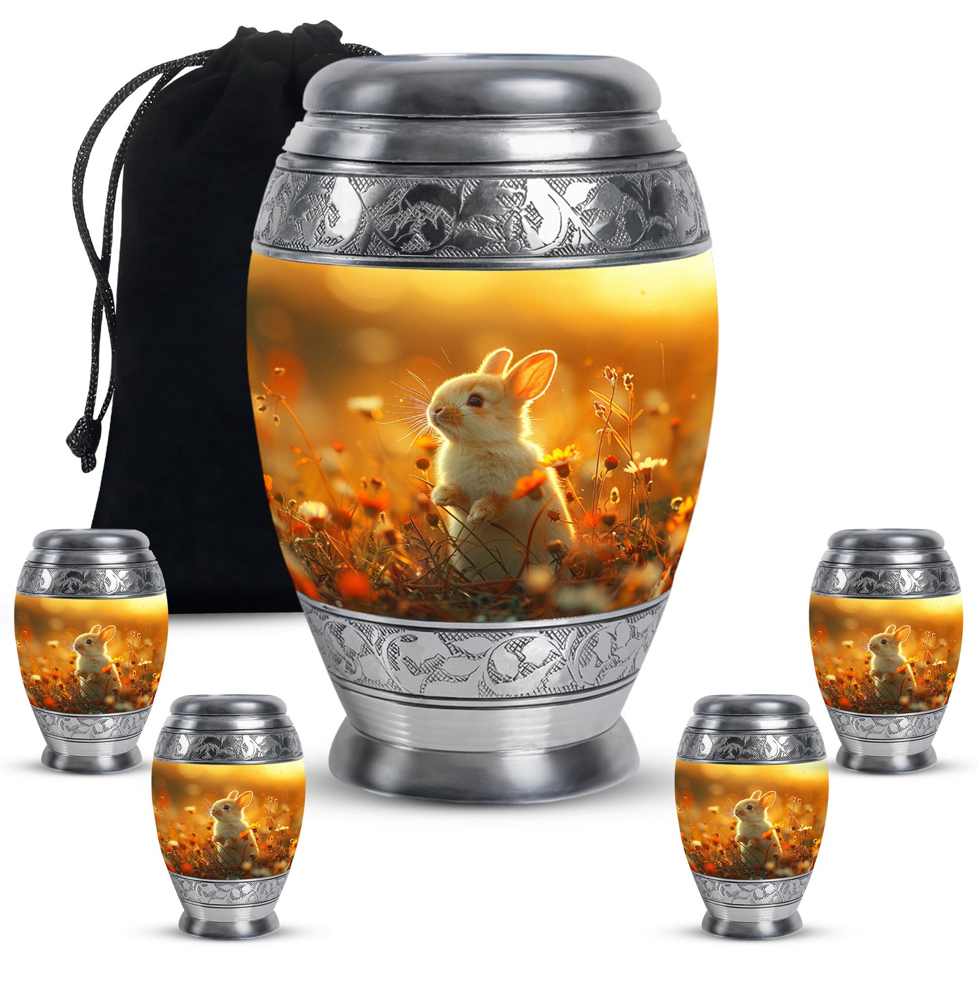 Sunset Baby Bunny Rabbit Urn - Beautiful Memorial For Pets Ashes