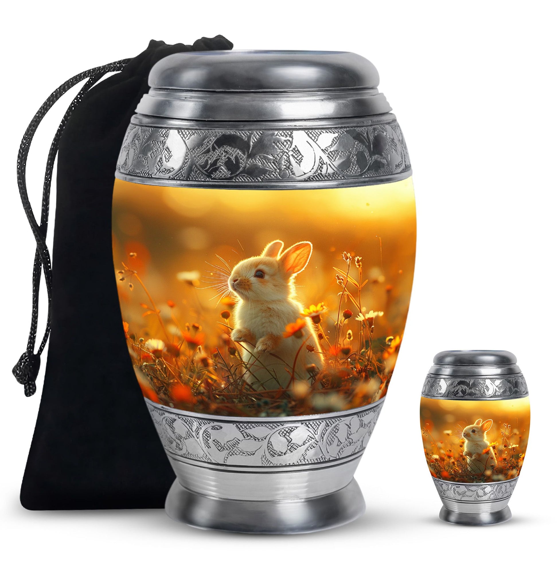 Sunset Baby Bunny Rabbit Urn - Beautiful Memorial For Pets Ashes
