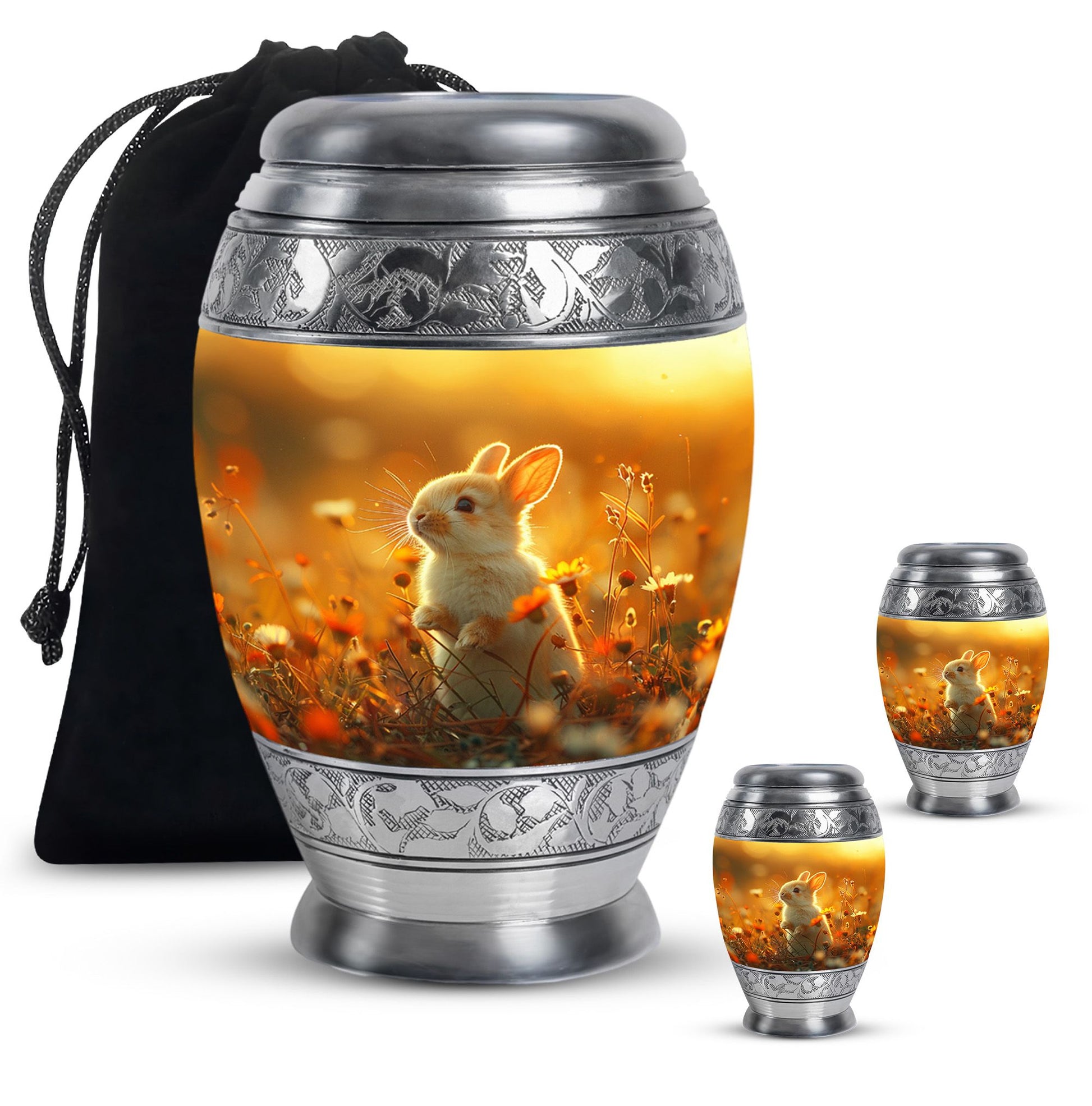 Sunset Baby Bunny Rabbit Urn - Beautiful Memorial For Pets Ashes