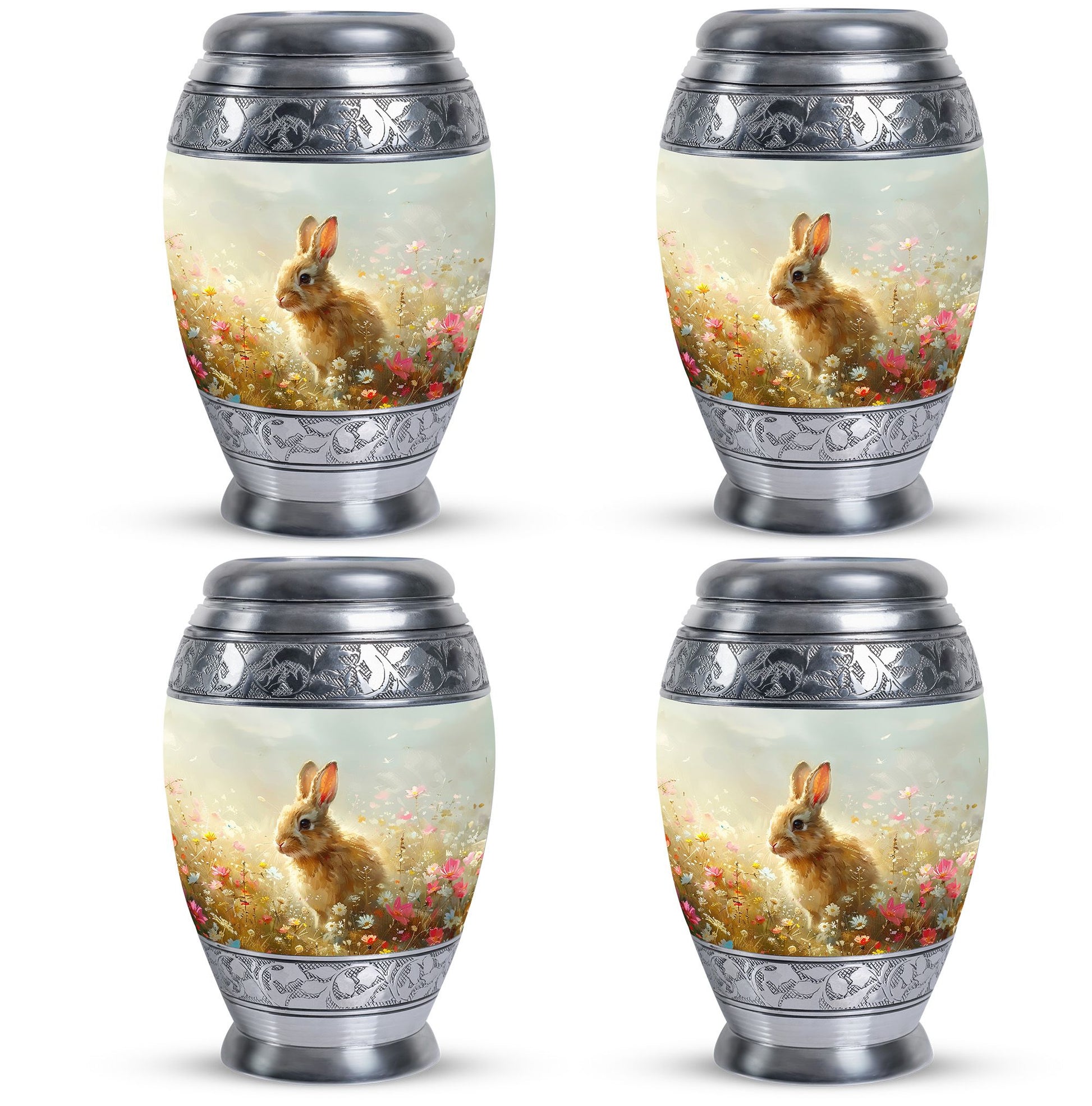 Baby Bunny Rabbit Urn – Beautiful Floral Design Memorial for Pet Remains