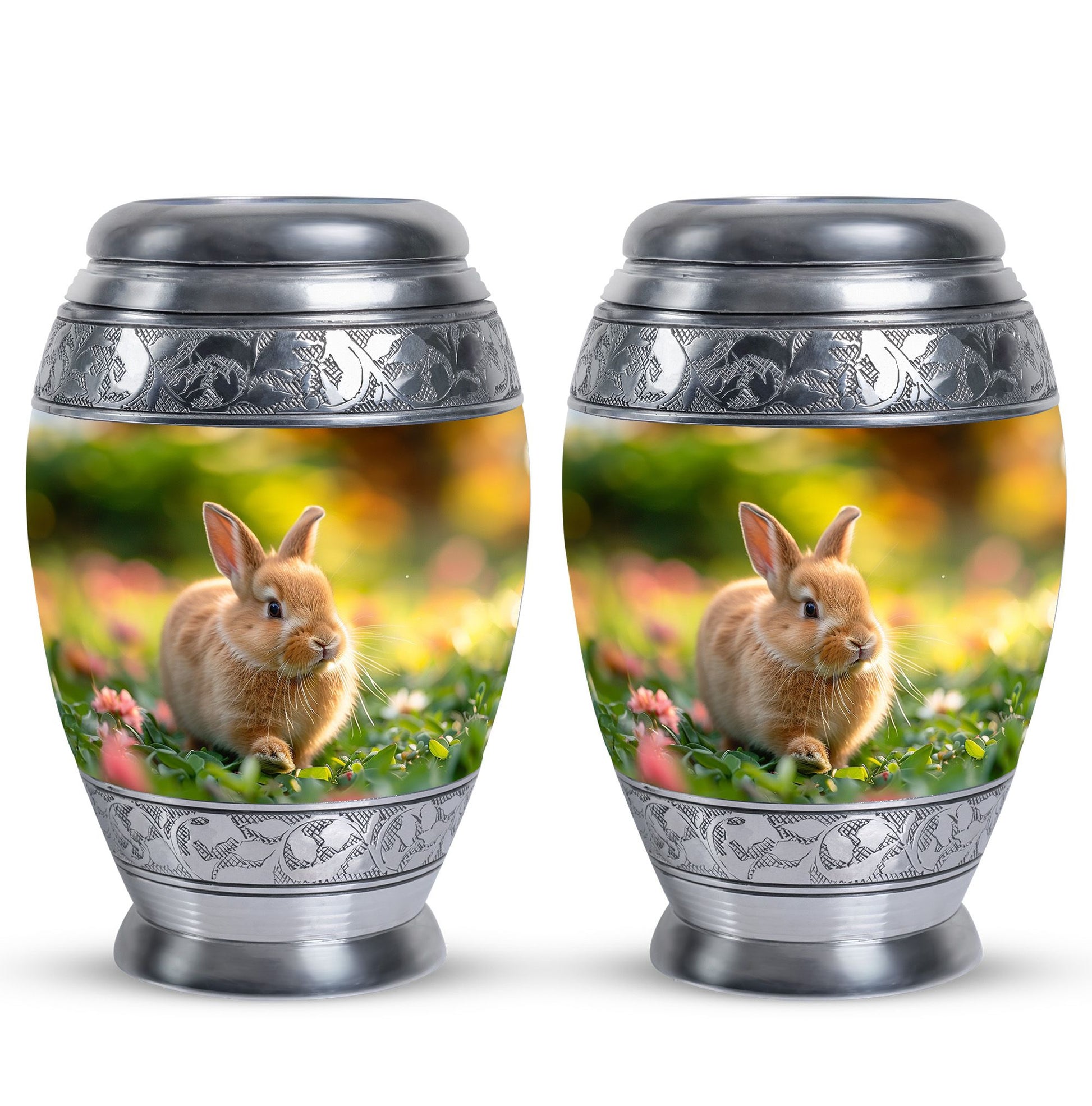 Bunny Rabbit Garden Urn - Beautiful Pet Memorial with Nature Design