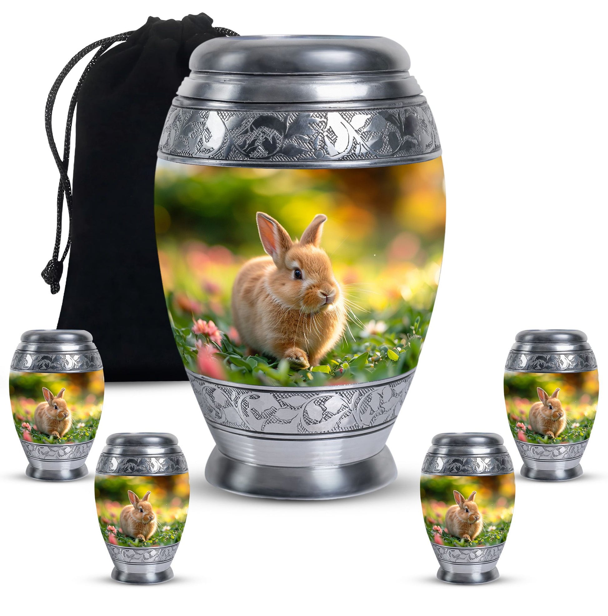 Bunny Rabbit Garden Urn - Beautiful Pet Memorial with Nature Design