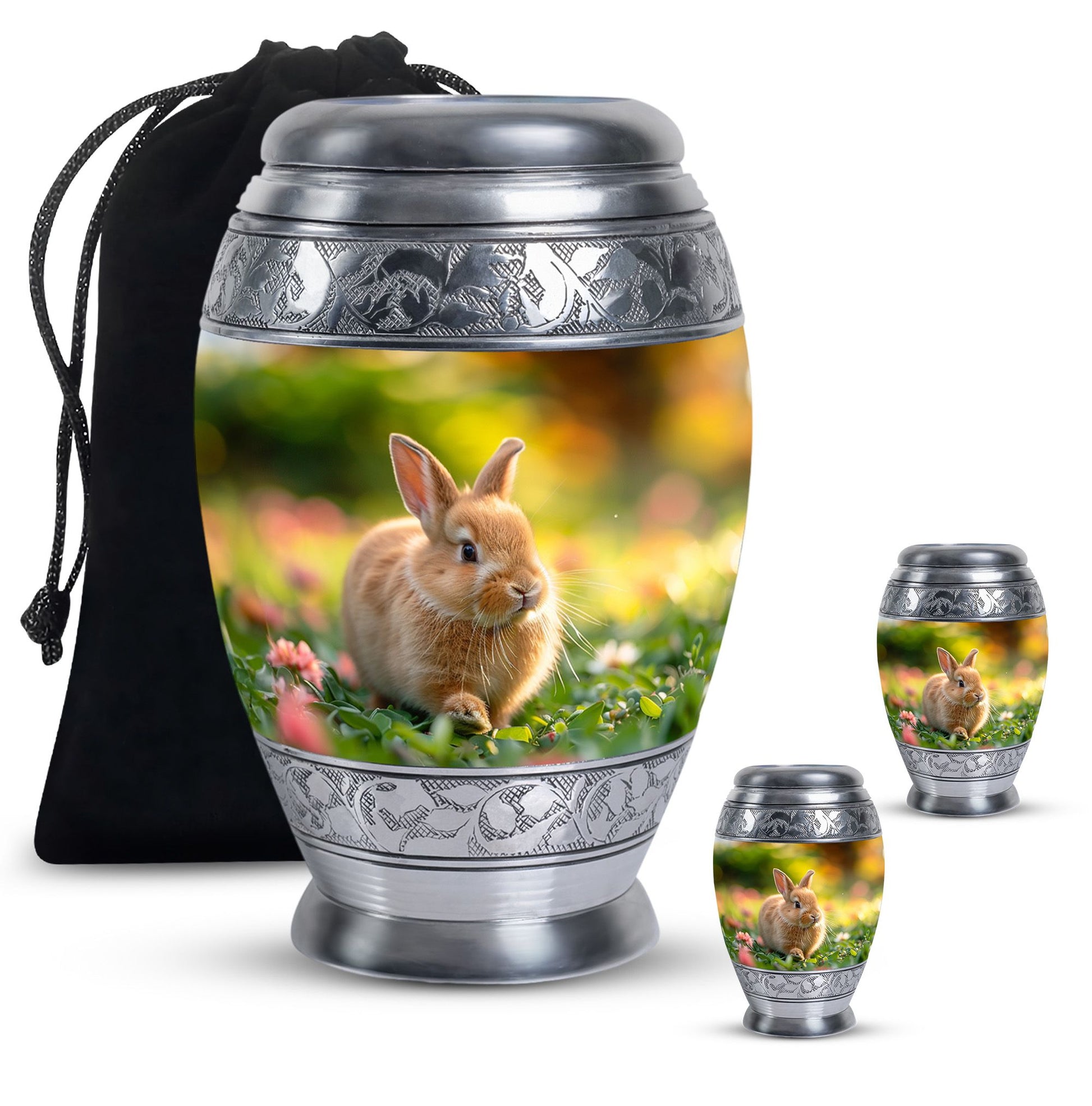 Bunny Rabbit Garden Urn - Beautiful Pet Memorial with Nature Design
