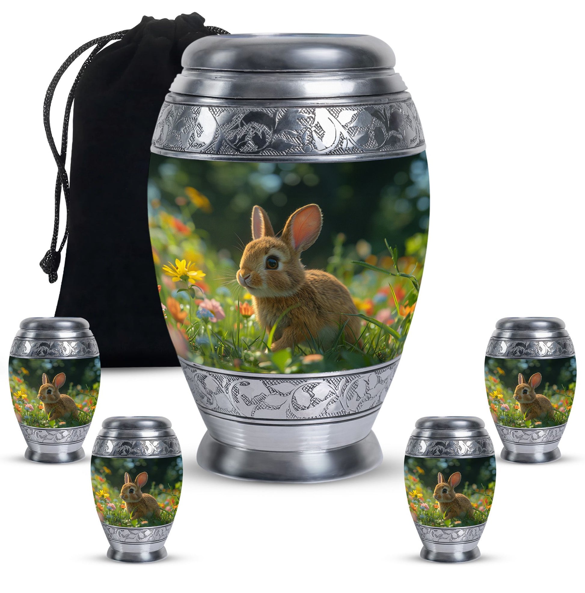 Summer Bunny Burial Urn - Decorative Unique Urns For Burial Ashes