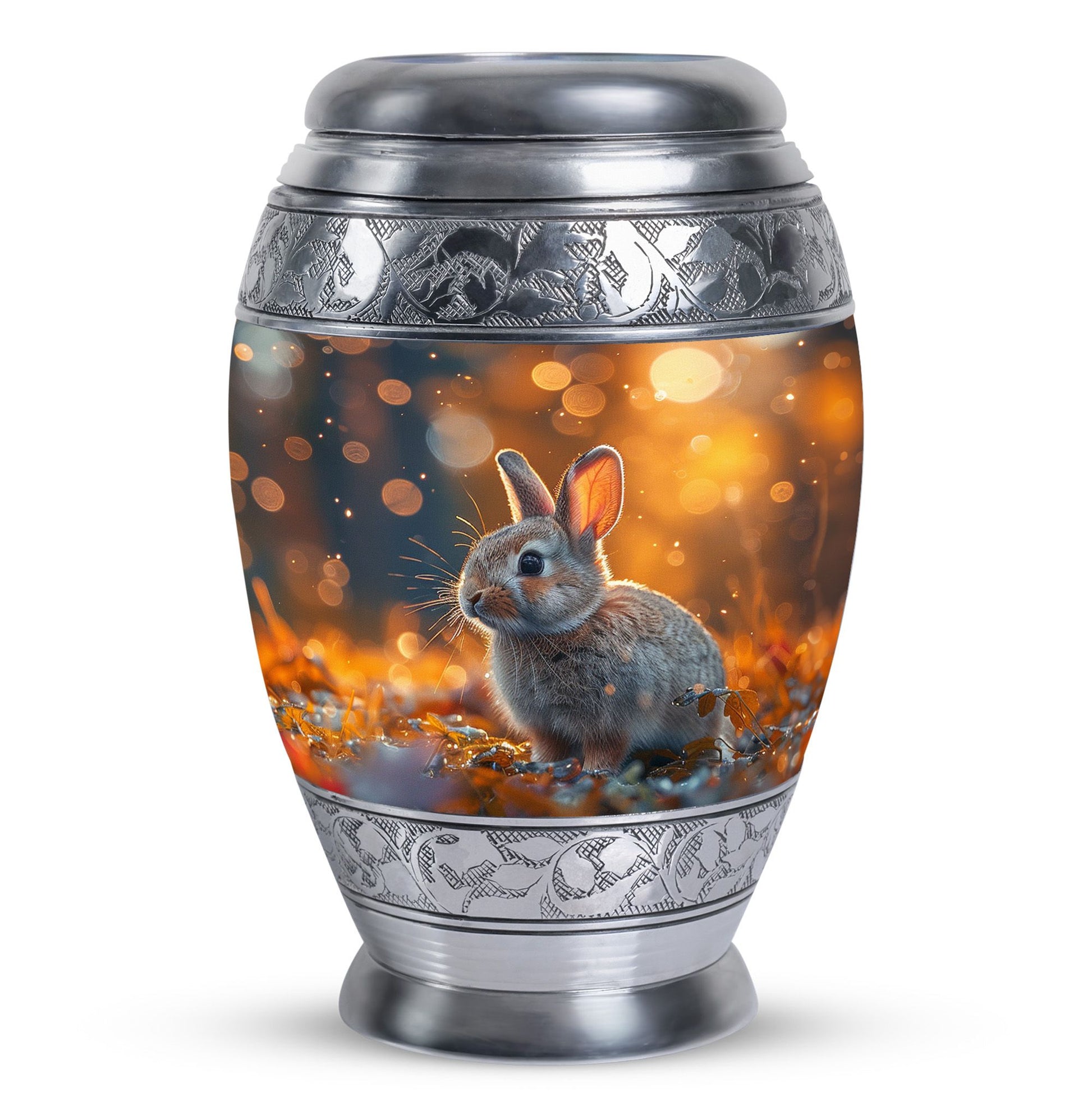 Golden Bunny Cremation Urn- Large Decorative Rabbit Urn For Ashes