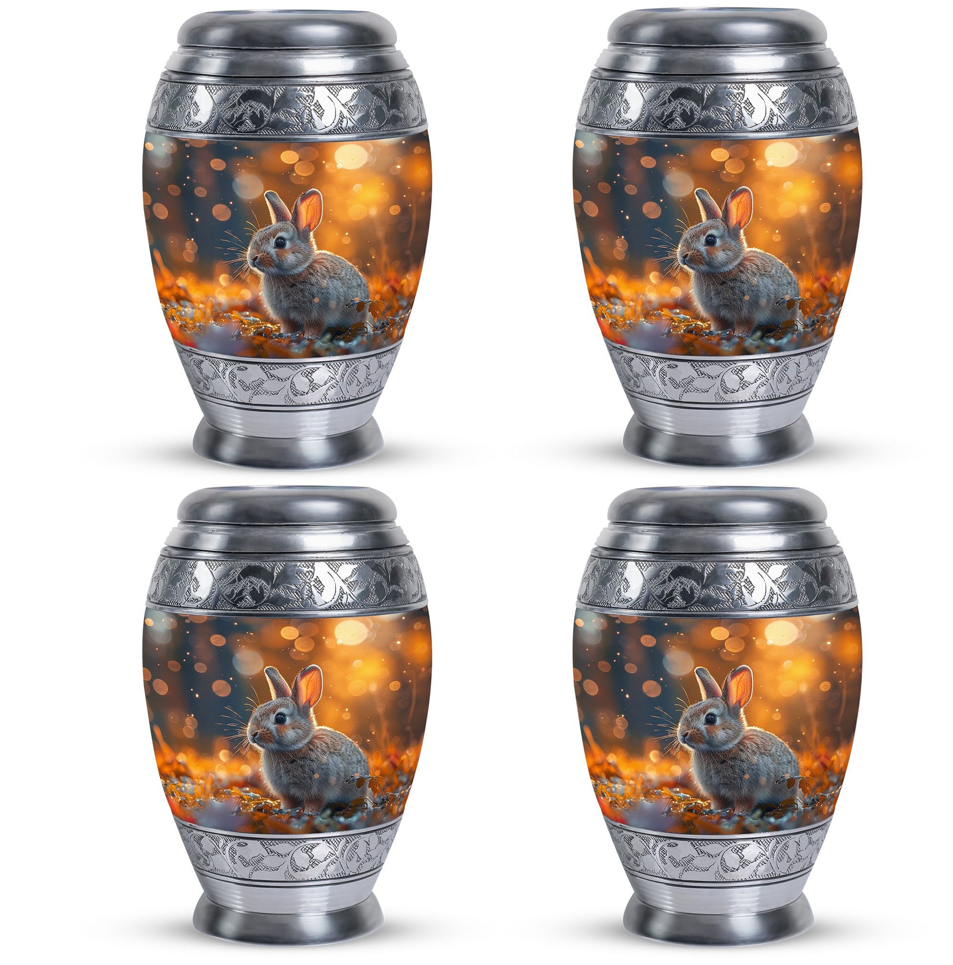 Golden Bunny Cremation Urn- Large Decorative Rabbit Urn For Ashes