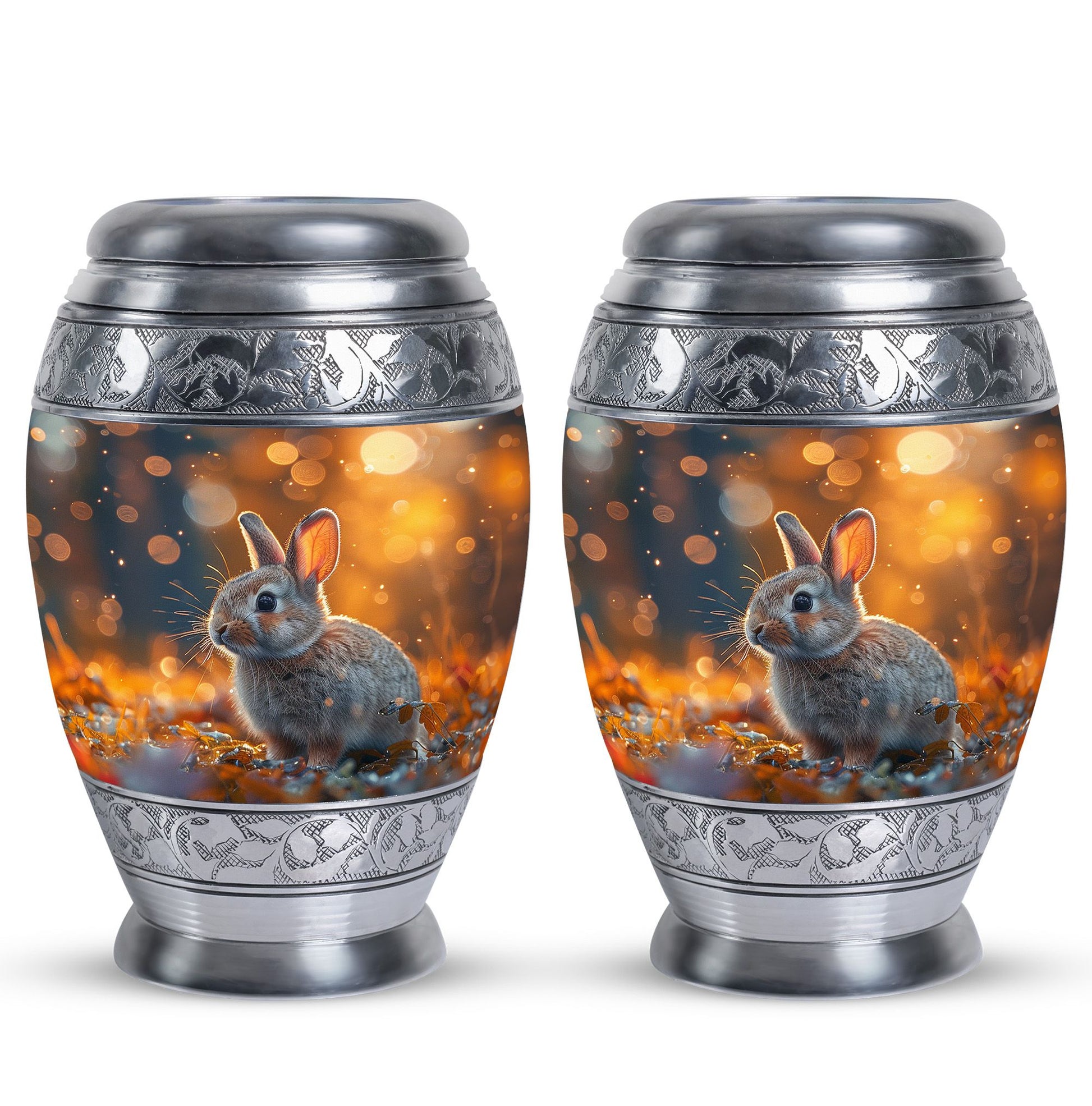 Golden Bunny Cremation Urn- Large Decorative Rabbit Urn For Ashes