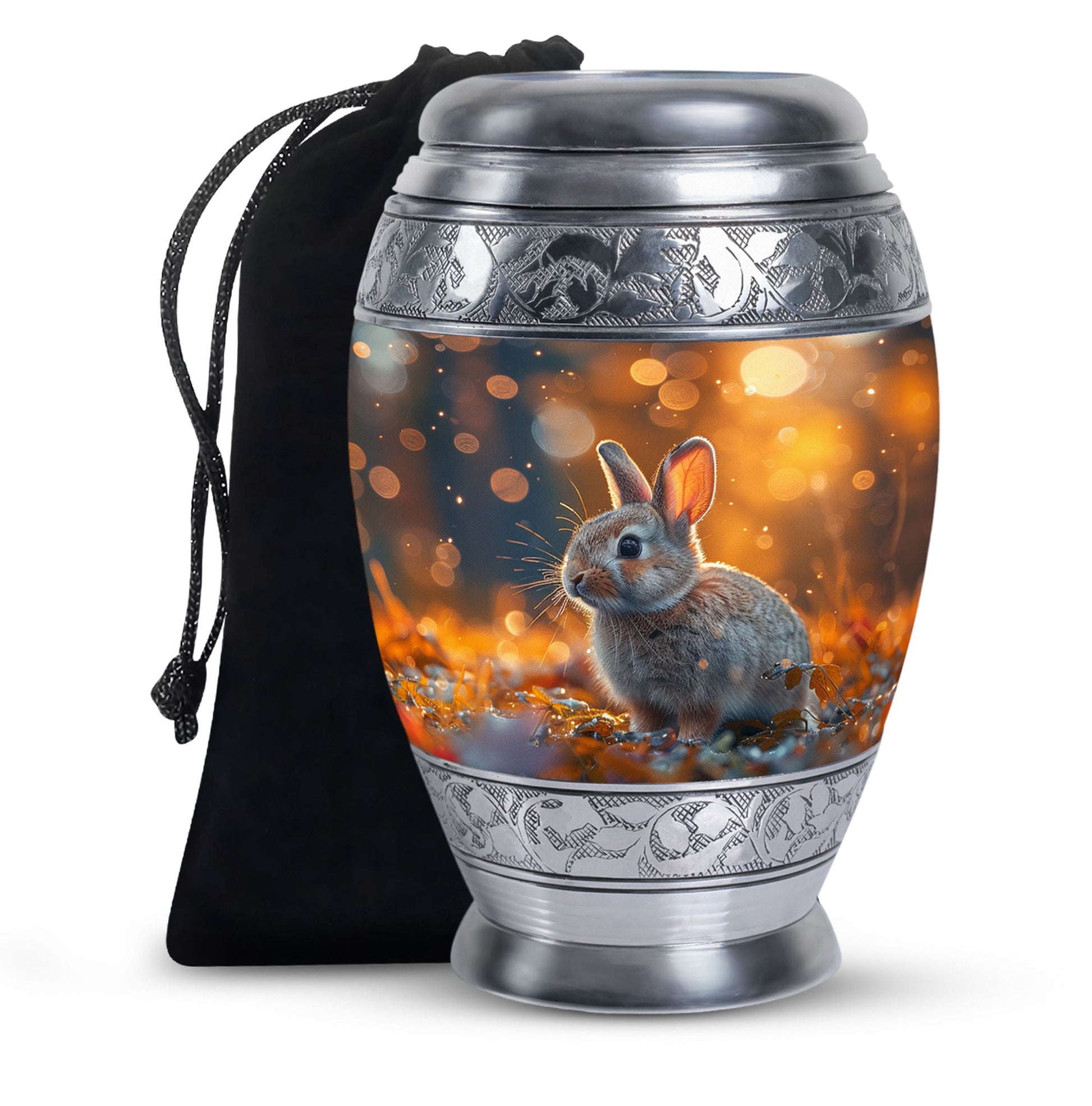 Golden Bunny Cremation Urn- Large Decorative Rabbit Urn For Ashes