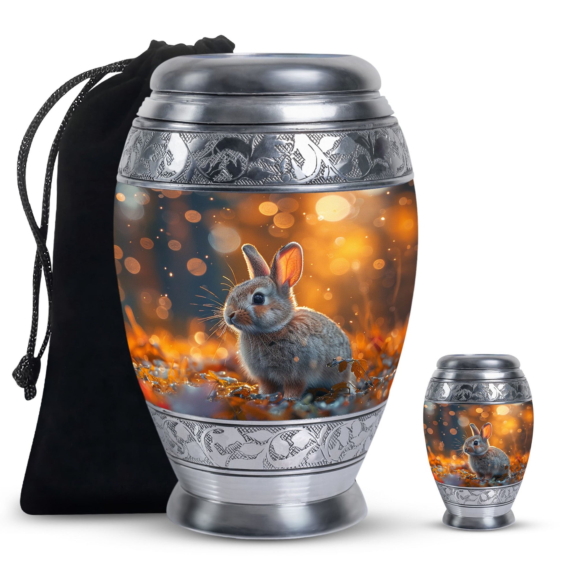 Golden Bunny Cremation Urn- Large Decorative Rabbit Urn For Ashes